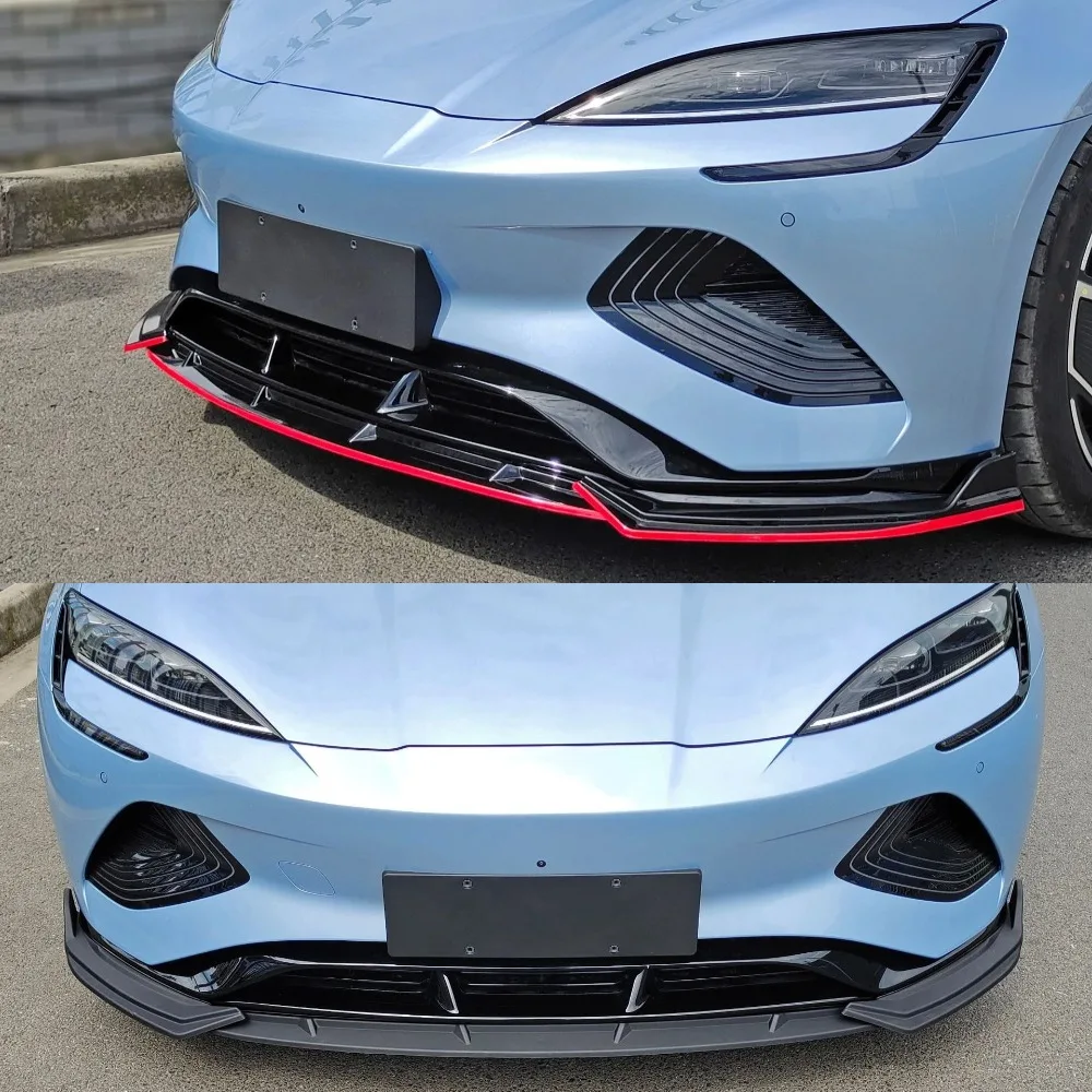 

For Glossy Black Front Lip Trim Splitter for BYD Seal EV 2022-2024 Bumper Spoiler Car Body Kit Accessory