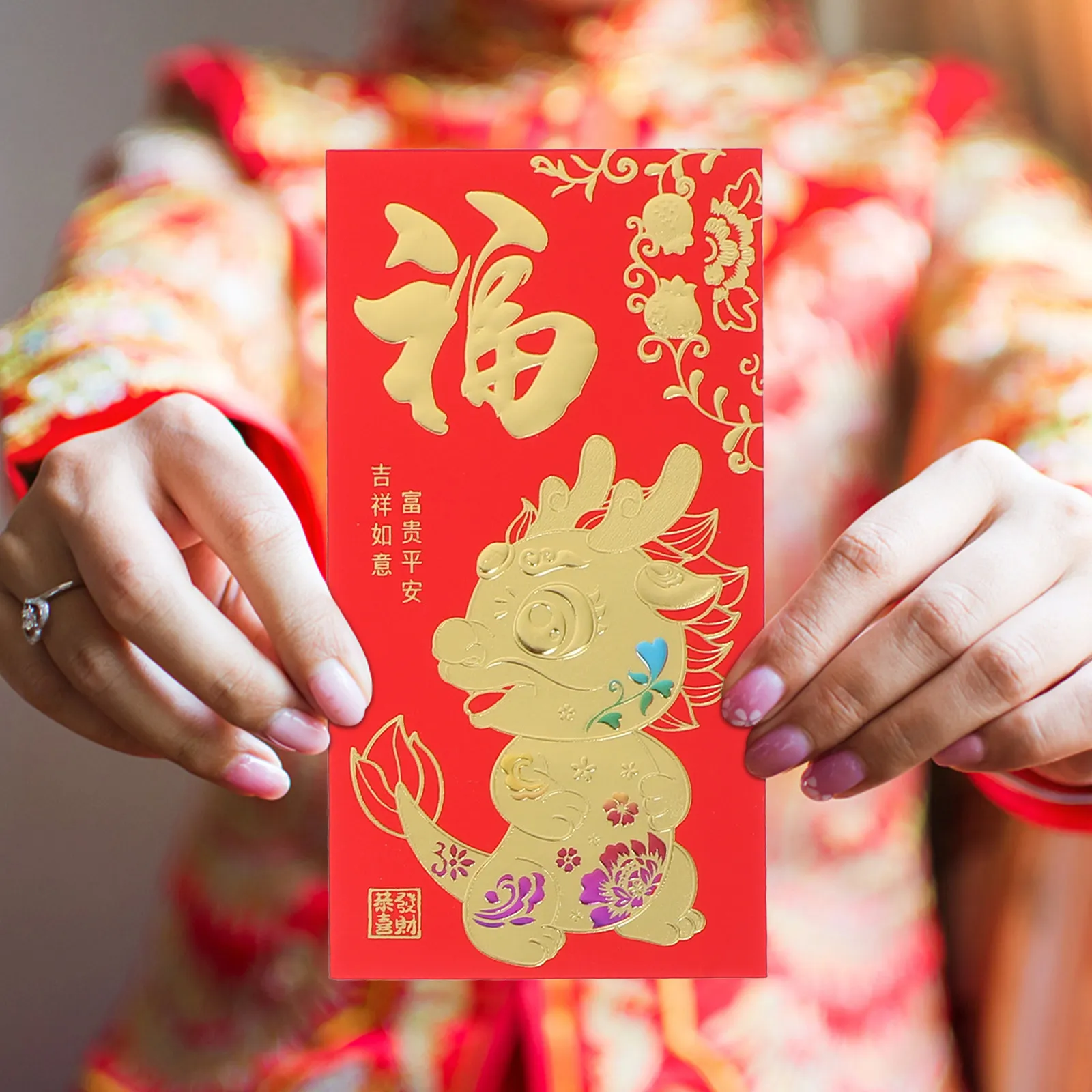 

60 шт. красных конвертов с изображением дракона, на тему Лунного Нового года, для денег, традиционная праздничная подарочная упаковка, красные конверты