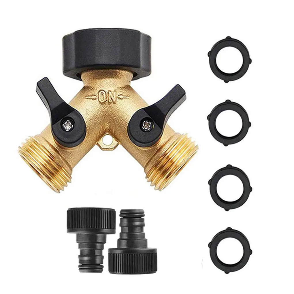 2 Way Tap Adaptor Hose Splitter Hose Splitter Brass Connector Garden Even Water Distribution