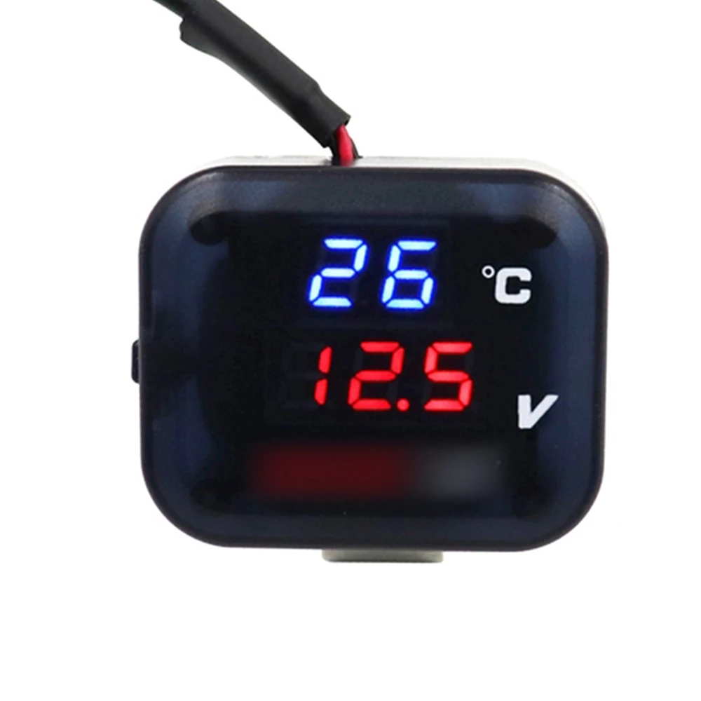 Motocyklowy termometr cyfrowy Woltomierz Wyświetlacz napięcia Wskaźnik biegów z ładowaniem USB Miernik temperatury wody
