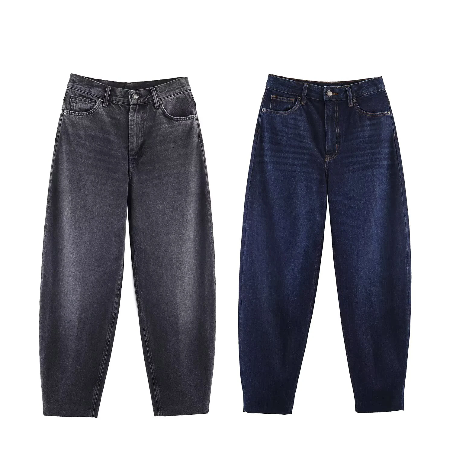 

Новая зимняя женская одежда в европейском и американском стиле 2025 года, универсальные джинсовые брюки с высокой талией в форме ведра