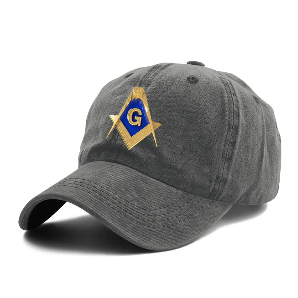 

Pure Color Dad Hats Black Background Masonic Women's Hat Sun Visor Baseball Caps Freemason Gold Square Compass Peaked Cap