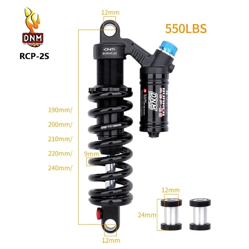 DNM RCP2S 165mm/190mm/200/210/220/265mm Mountain Bike Rear Shock Absorber 550LBS Spring Soft Tail For AM/FR/DH/MTB Bicycle Shock