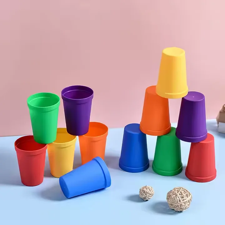 ของเล่นฝึกความเร็วสำหรับเด็ก เกมต่อถ้วยบนโต๊ะ เกมปาร์ตี้ในบ้านสำหรับครอบครัว ฝึกการรับรู้สีและตรรกะ เกมคลาสสิก