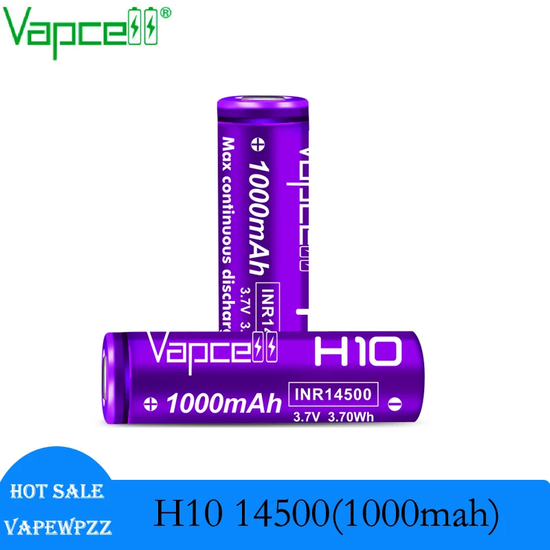 Original Vapcell 14500 H10 1000mah 10A 3.7V 3.60Wh Charger Battery INR14500 Rechargeable Batteries Cell For Children Toy