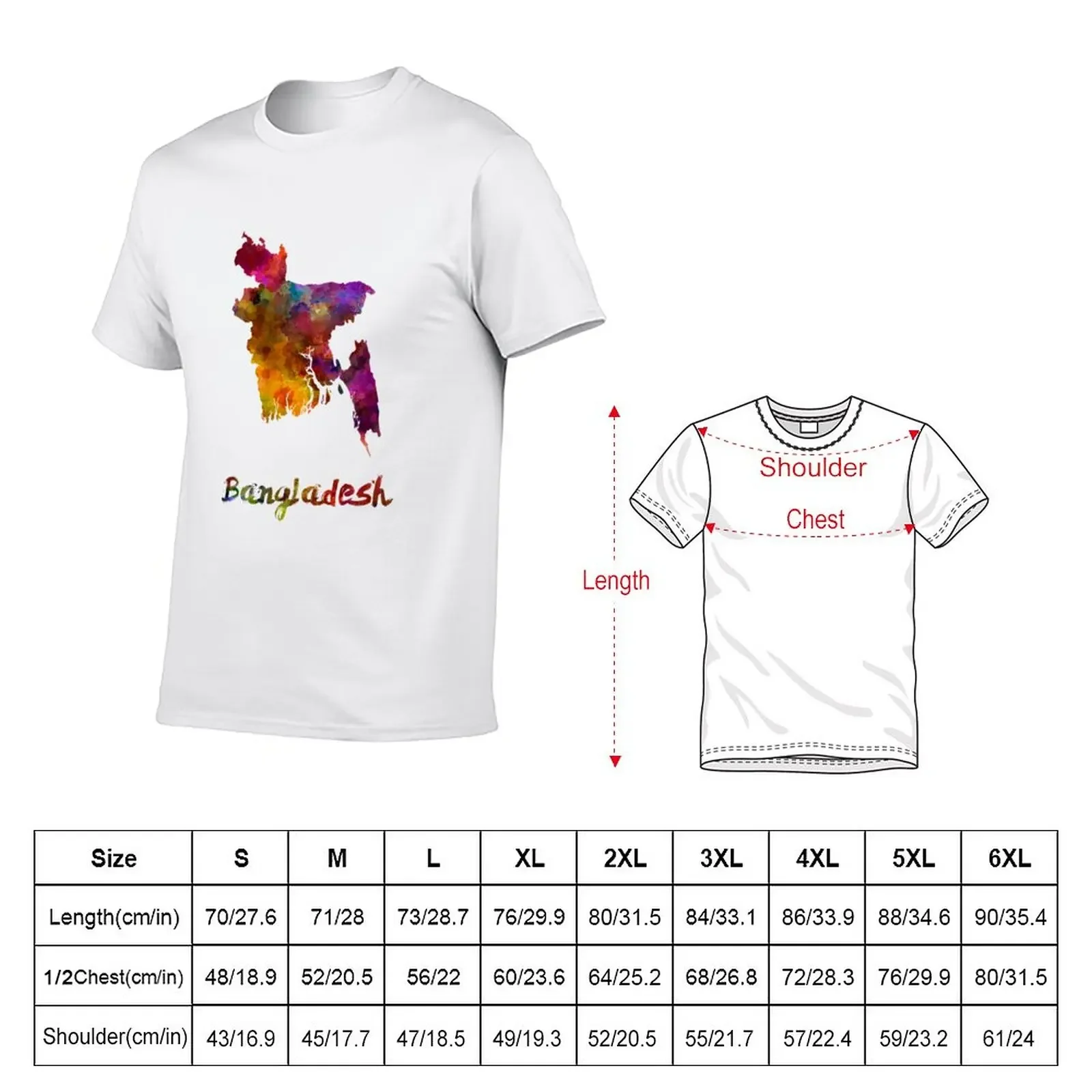 Bangladesh in watercolor T-Shirt heavyweights summer tops new edition men workout shirt