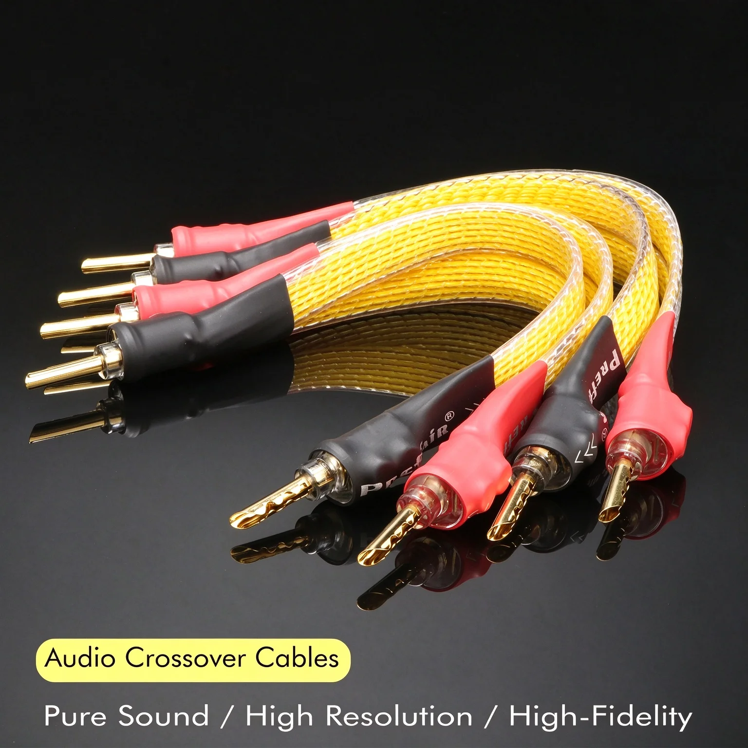 4 Pieces Jumper Cable 8NOCC Bridge Val Wiring Speaker Bridge/Jumper Audio Cable, Banana to Spade Terminals Dual Line Splitter