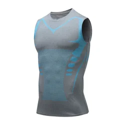 Summer Bodybuilding Tank Top Men Elastic Sleeveless Shirt Compression Gym T Shirt Plus Size Basketball Vest Tops Gym Clothing