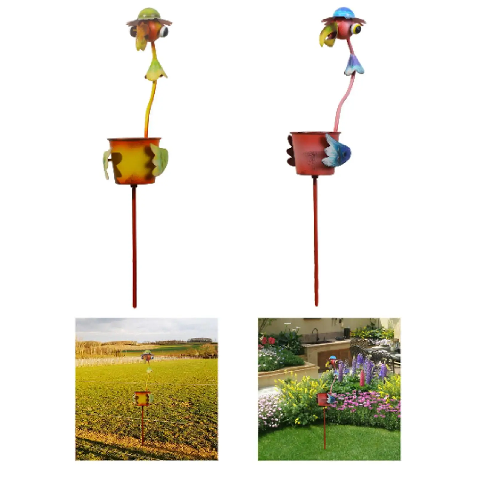 Cute Bird Flower Pot Garden Stake Lawn Figurine Decoration Flowerpot Planter