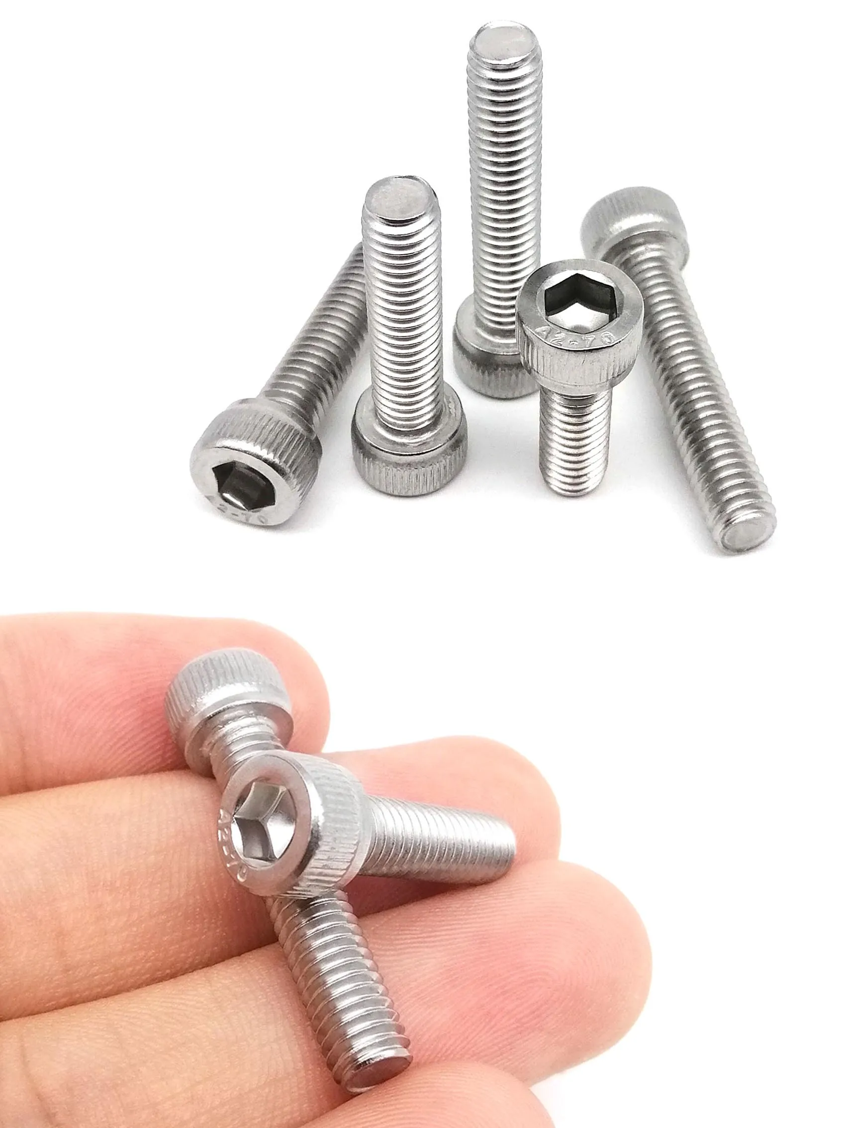 HZYUEGOU M1.4 M1.6 M2 M3 M3.5 M4 M5 M6 M8 304 A2 Edelstahl DIN912 Sechskant-Innensechskant-Schraube mit Zylinderkopf, lang, 2-80mm – Detail 2