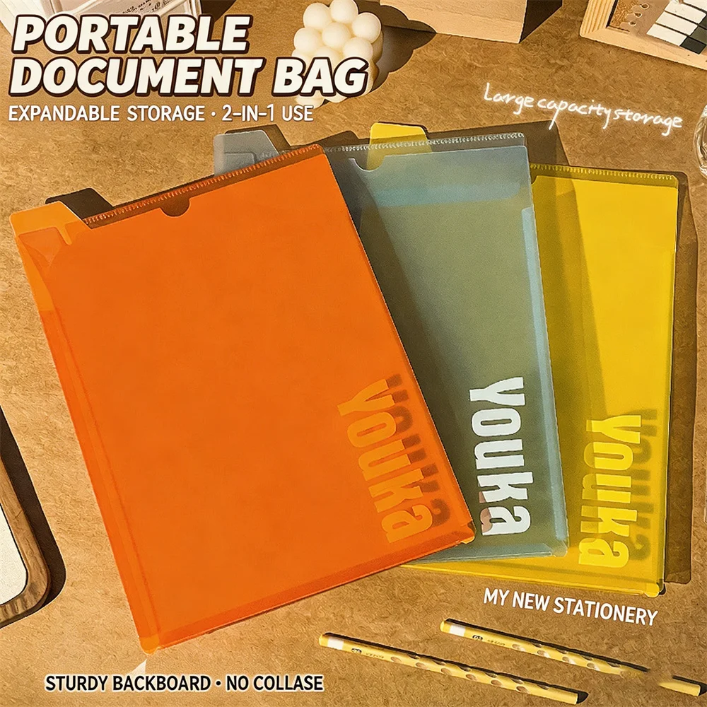 Bolsa portátil para documentos A4 de PVC, papelería para estudiantes, carpeta de almacenamiento transparente impermeable para oficina, suministros para el regreso a la escuela para niños, 1 ud.