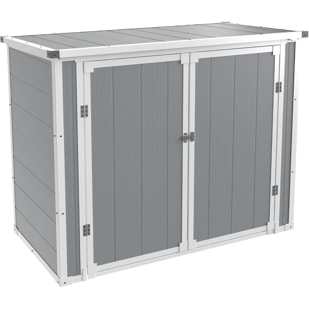 

Horizontal Storage Shed Outdoor, Weatherproof Resin Storage Shed with Floor Thickened, Gas Spring, Lockable Doors