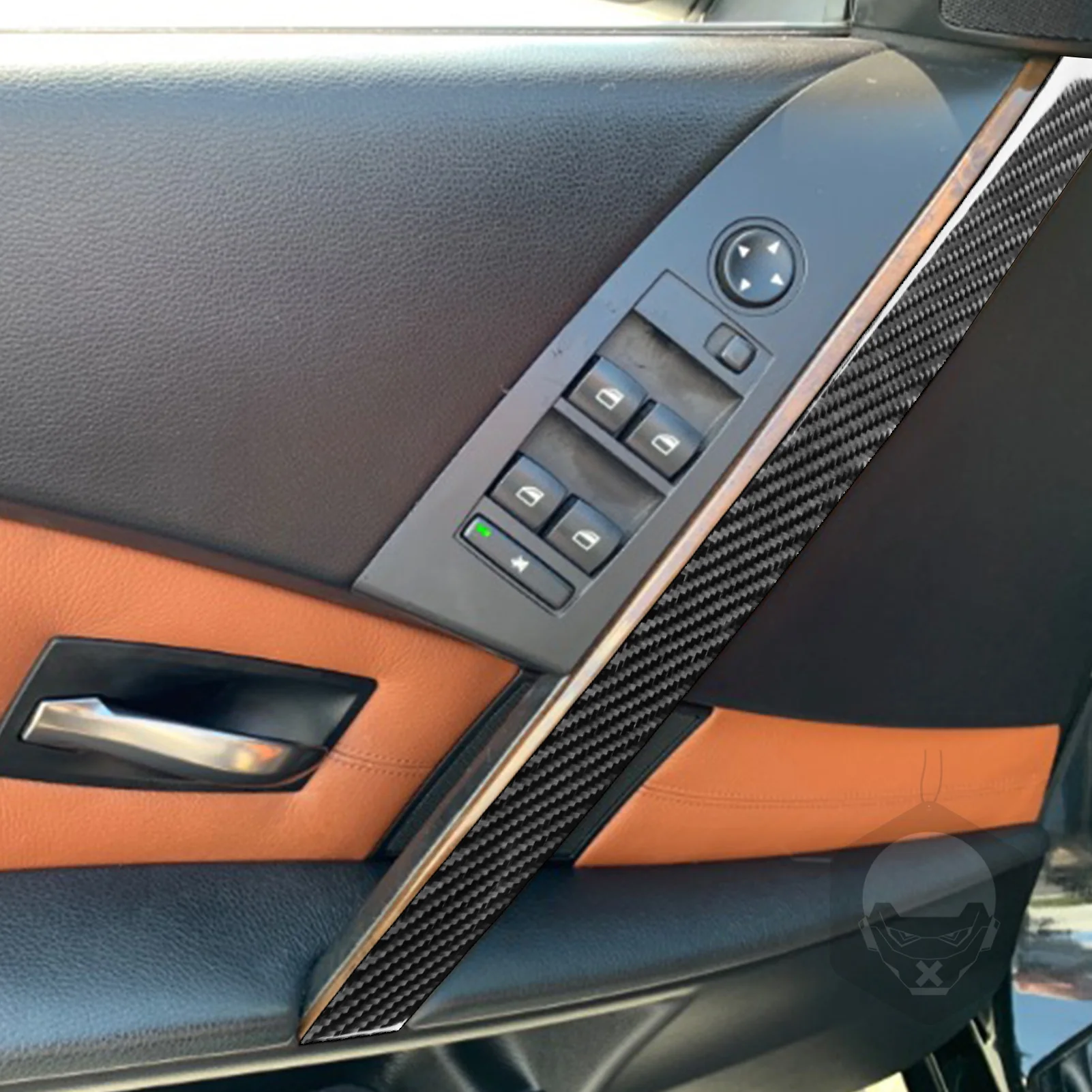 For BMW 5 Series E60 2004 2005 2006 2007 Doors Push Pusher Panel Cover Trim Sticker Carbon Fiber Car Interior Accessories