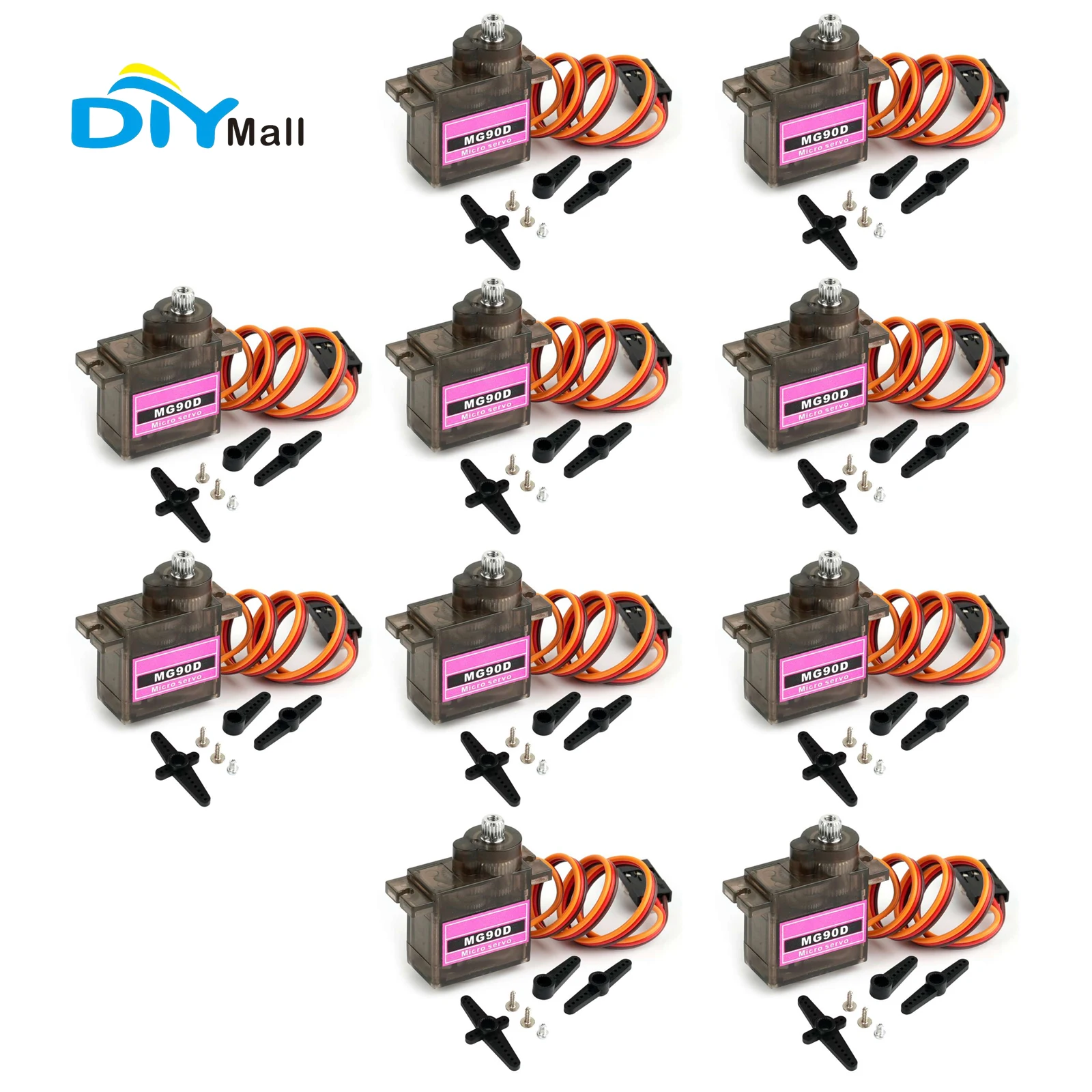 10PCS MG90D 9g Micro Servo Metal Gear Digital Analog for RC Plane Helicopter Drone Toy Cars