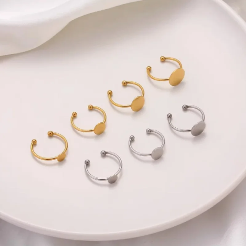

10pcs 6-12MM Stainless Steel Adjustable Flat Circle Pad Bezel Ring Base Round Blanks Accessories For DiyJewelry Making