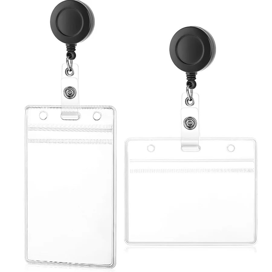 

1 Set PVC Waterproof Certificate Card Sleeve with Retractable Easy-to-pull Buckle Badge Reel Nurse Accessories