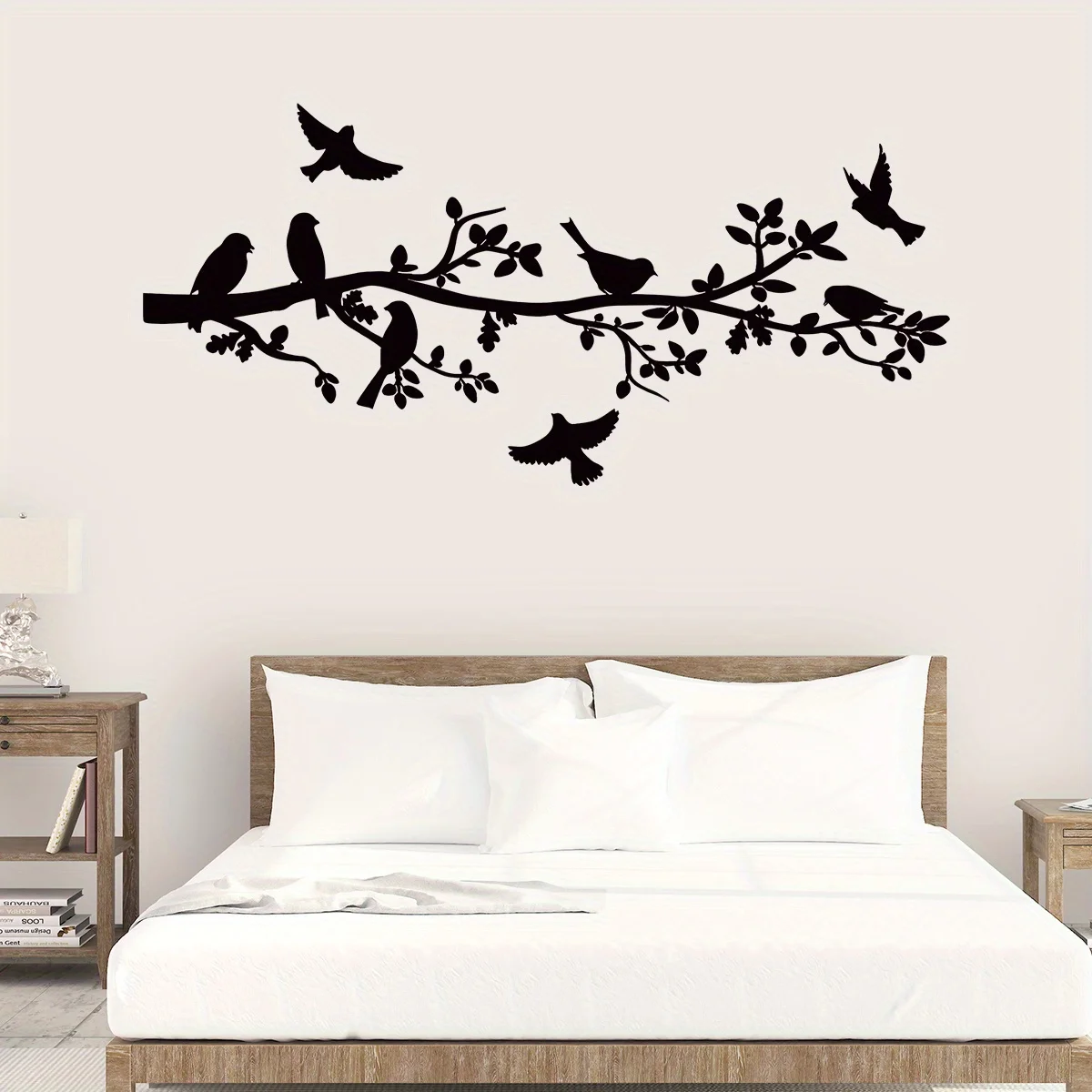 Black Branch Bird Silhouette Art Wall Stickers Removable for Bedroom Living Room Sofa Background  Decoration Wall Decals