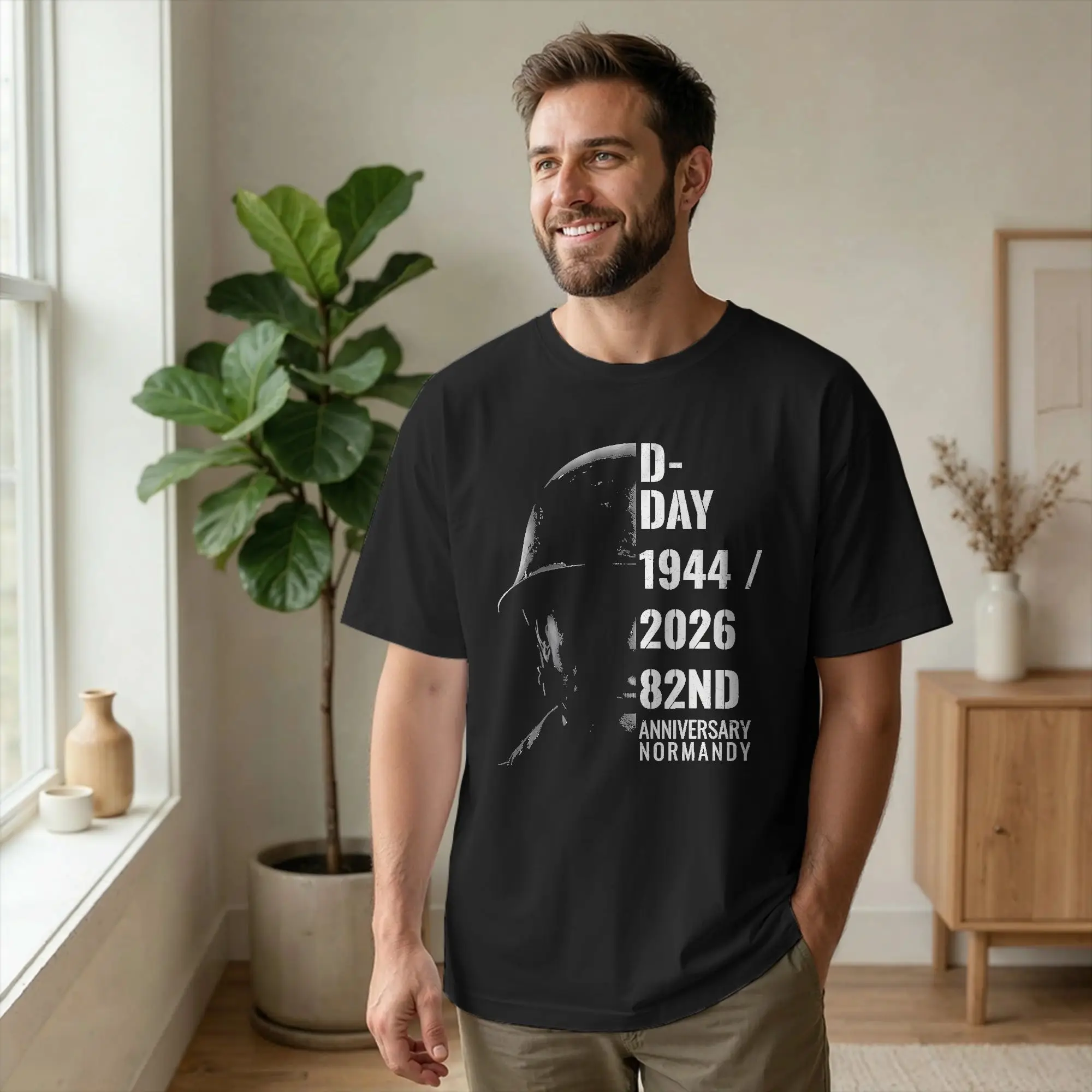 Awesome D-Day 82nd Anniversary 1944 -2026 Normandy T-Shirts for Men O Neck Cotton T Shirt  Short Sleeve Tee Shirt Party merch