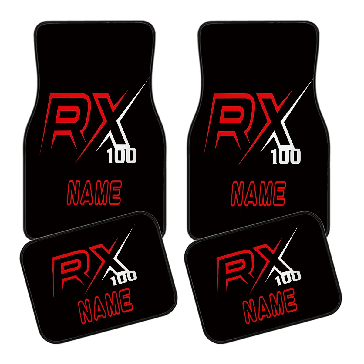 4pcs Customizable Name Car Mats Featuring A RX100 Sharp Theme Design Print - The Perfect Gift For Men/Women - Easy To Clean Auto