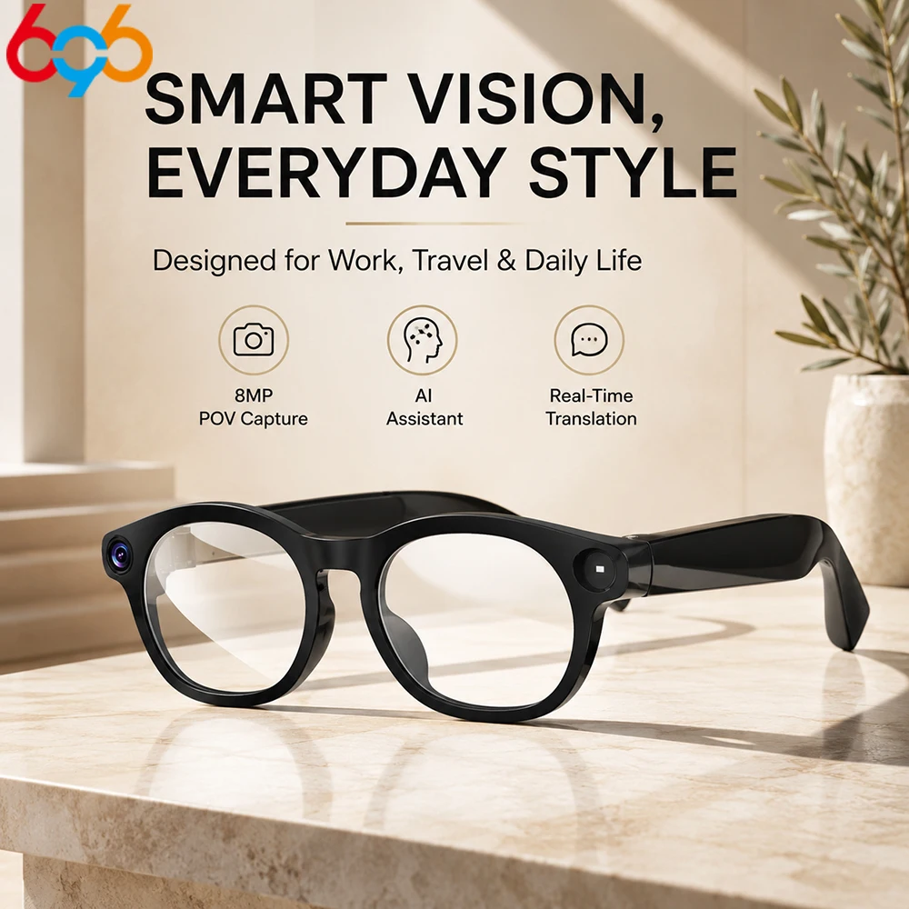 

HD Photo Video Voice Call Eyewear Men Lady AI Smart Glasses 800W Shooting Camera Music Wireless Wearable Translation Waterproof