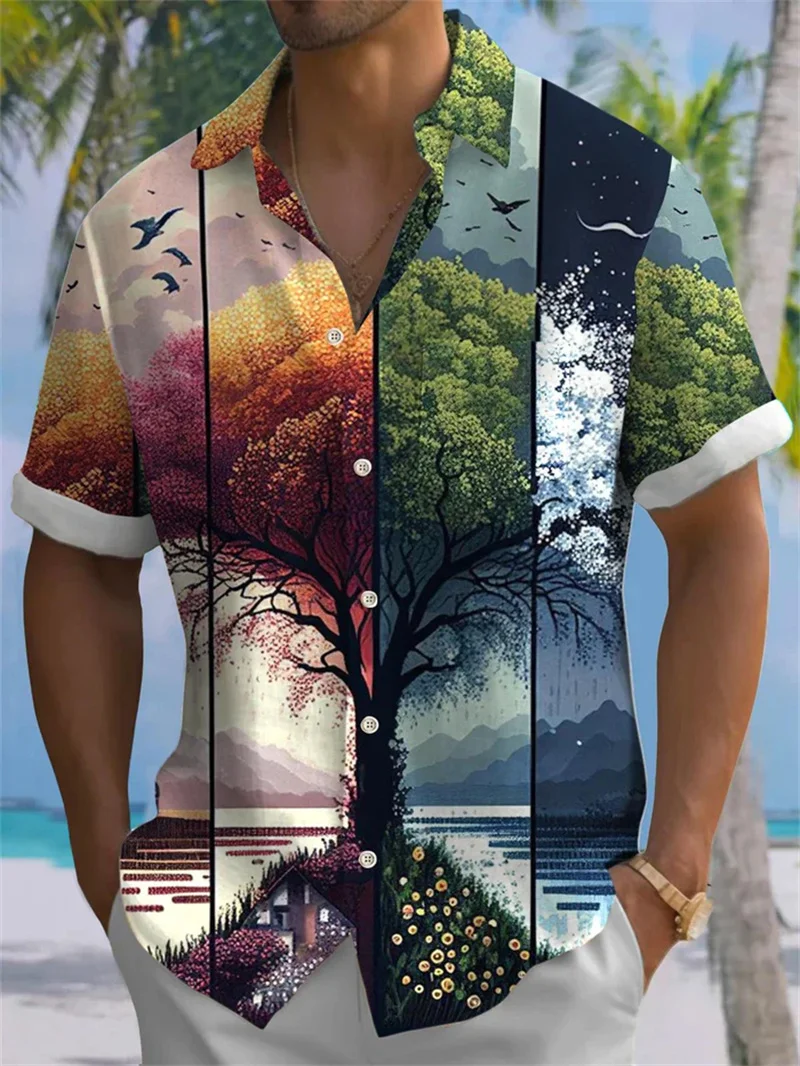 

Men's Peacock Feather Printed Long Sleeve Shirt 2025 Fashion Design Luxury Long Sleeve Top Men's Four Seasons Button Collar Shir