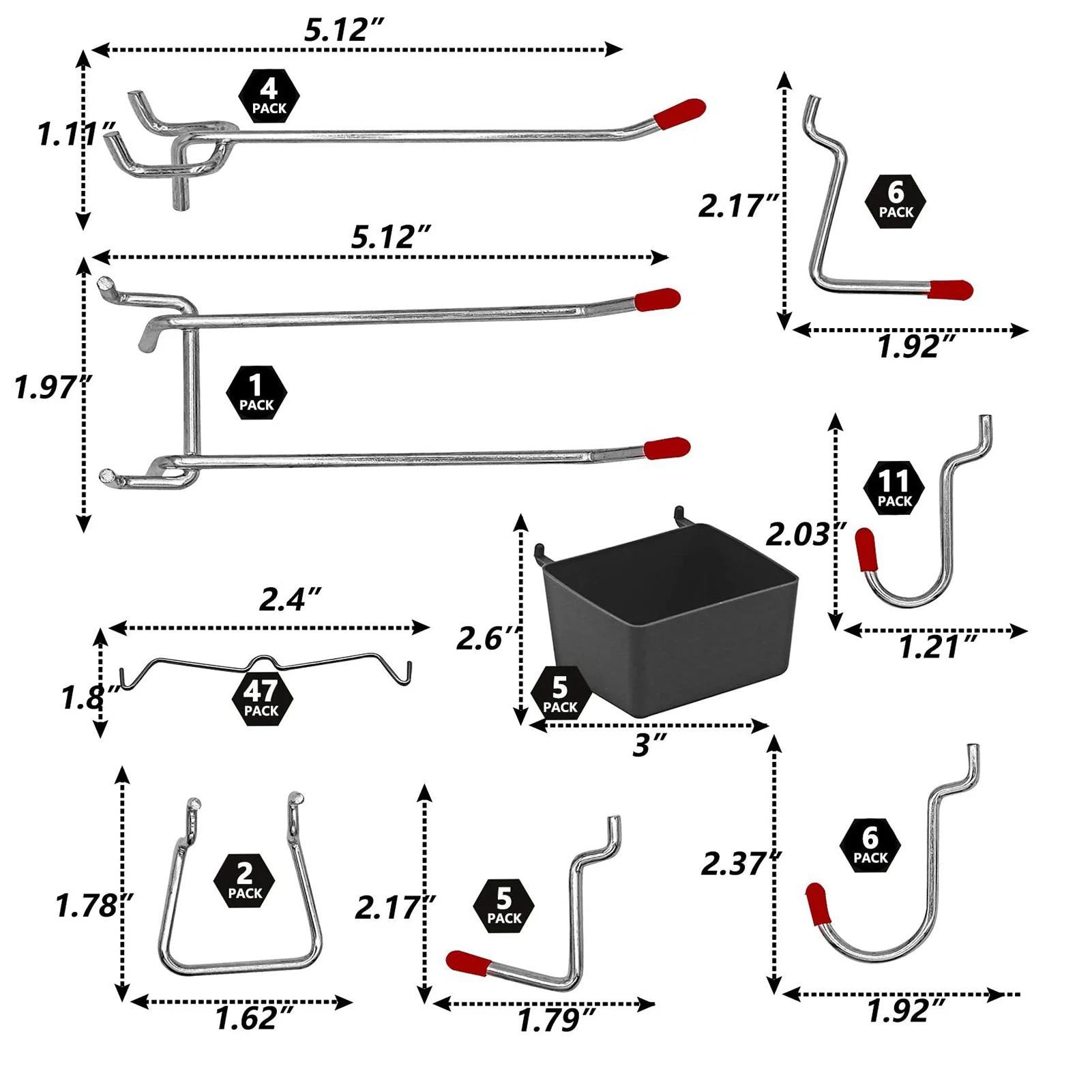 114pcs/140pcs Metal Pegboard Hooks Organizer Assortment Kit Peg Locks Hanging Applications for 1/8\