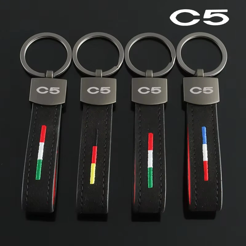 Car Key Chains Suede Key Rings Holder for Citroen C5 Logo XSARA C4 C3 C-elysee C-zero CX Dyane Auto Keyring Pendant Accessories