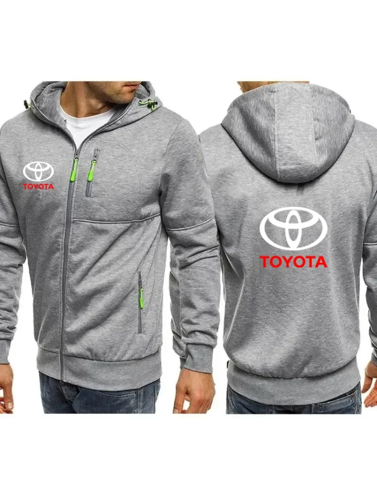 AliExpress 2025 Men's Zipper Sweatshirt Sports Fitness Leisure Jacquard Toyota Logo Outdoor Cycling Sweatshirt Cardigan Hoodie