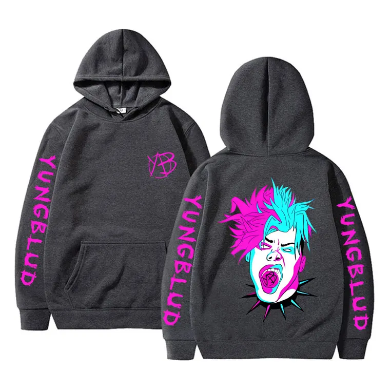 Singer Yungblud Face Double Sided Graphic Hoodie Men Women's Rock Vintage Oversized Streetwear Unisex Fashion Cotton Pullover