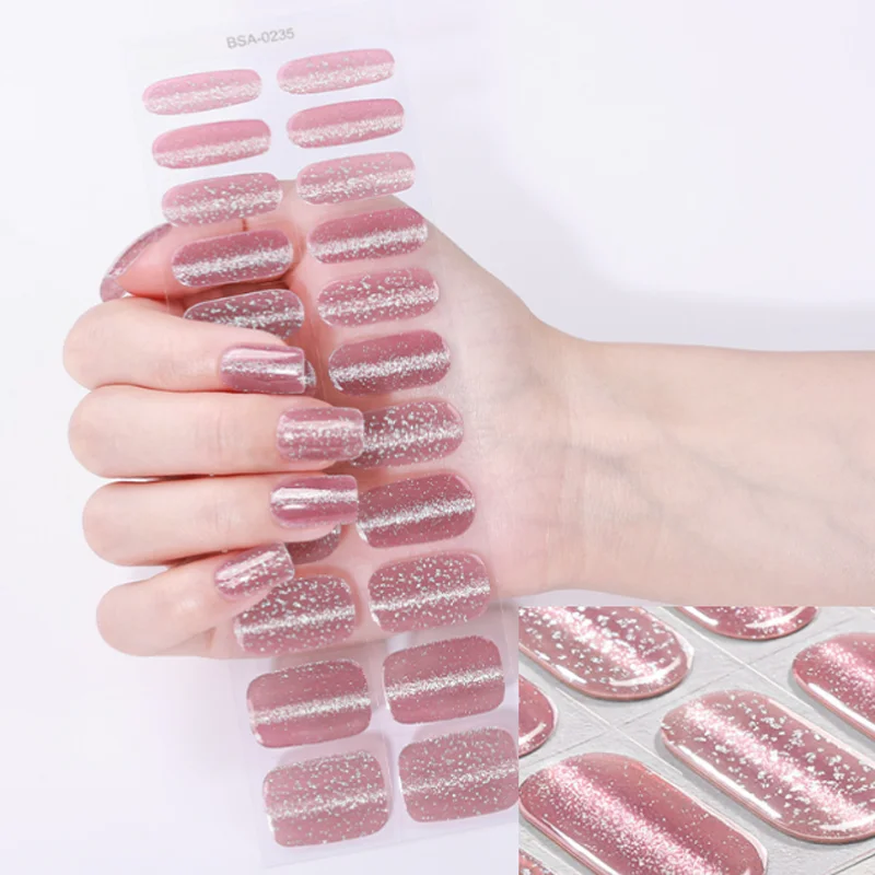 Geen UV-lichtgel nagelstrips DIY sprankelende glitter volledige dekking zelfklevende nagelsticker stickers nagelsalon manicure decors nageltips
