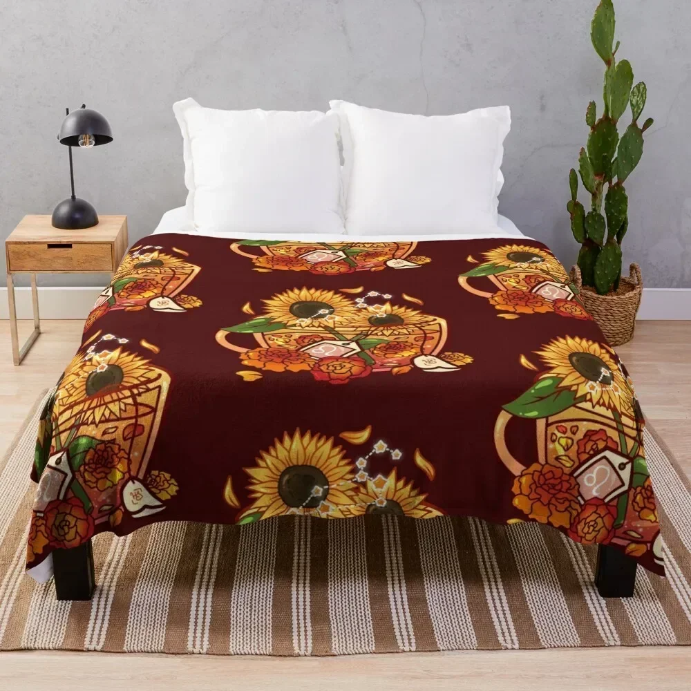 Leo Zodiac Teacup Throw Blanket Cozy Throw Blanket Birthday Gift for Him Her