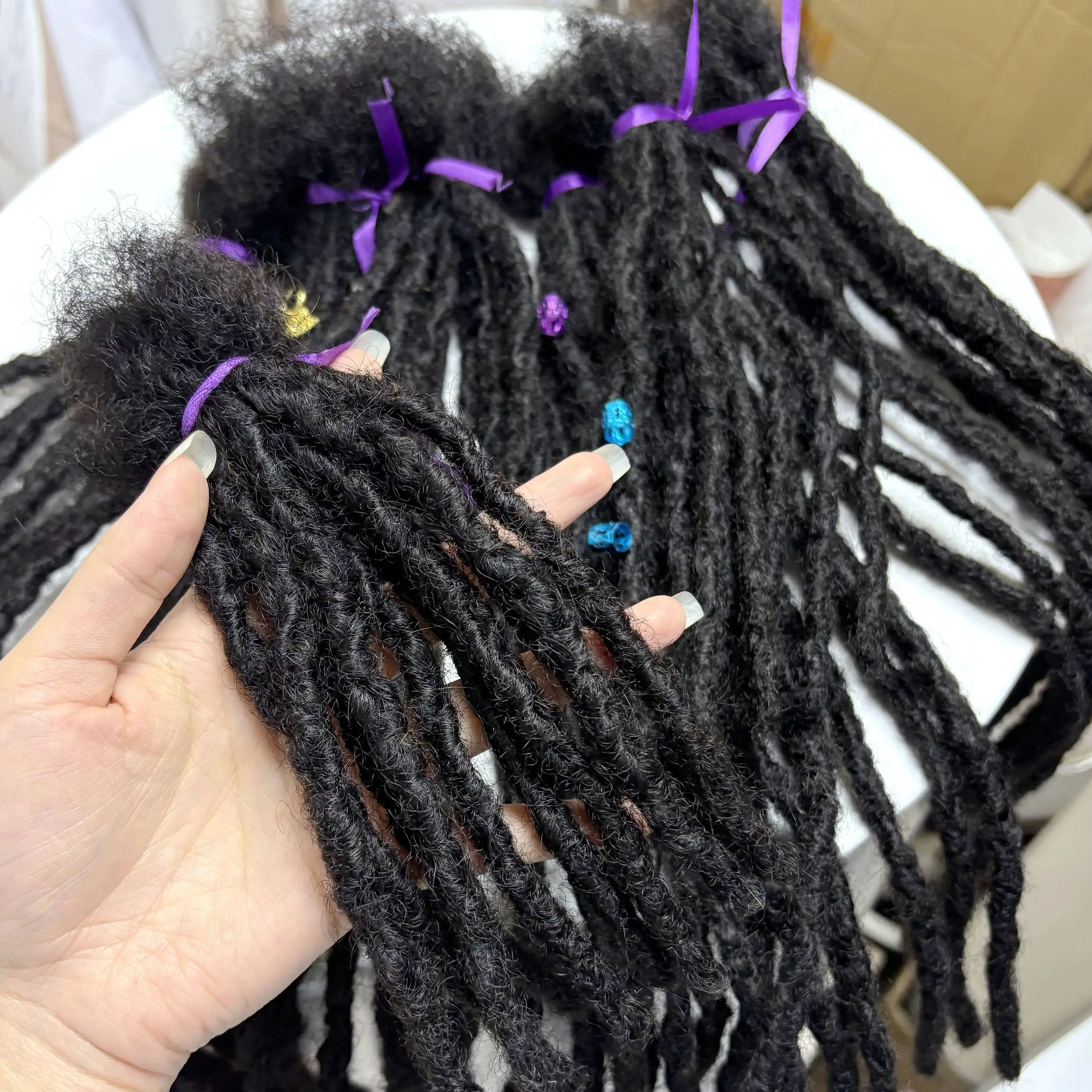 8-14 inch 50 strengen natuurlijke loc-extensie menselijk haar met krullende uiteinden 100% menselijk haar loc dreadlock-extensie voor mannen vrouwen kinderen - afbeelding 2