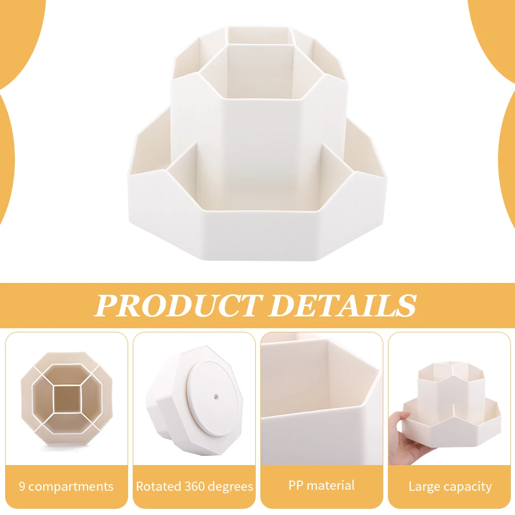 حامل أقلام دوار بدرجة ، وعاء قرطاسية ، منظم مكتب ، حامل أقلام مدرسية لطيف ، تخزين منزلي ومكتب ، 9 فتحات