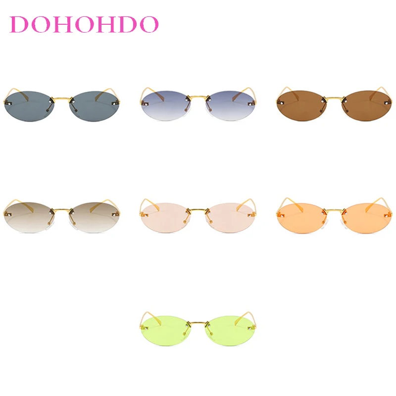 

Luxury Trendy Designer Rimless Retro Oval Sunglasses Women Y2K Punk Sunglass Men Shade Driving Eyewear UV400 Lentes De Sol Mujer