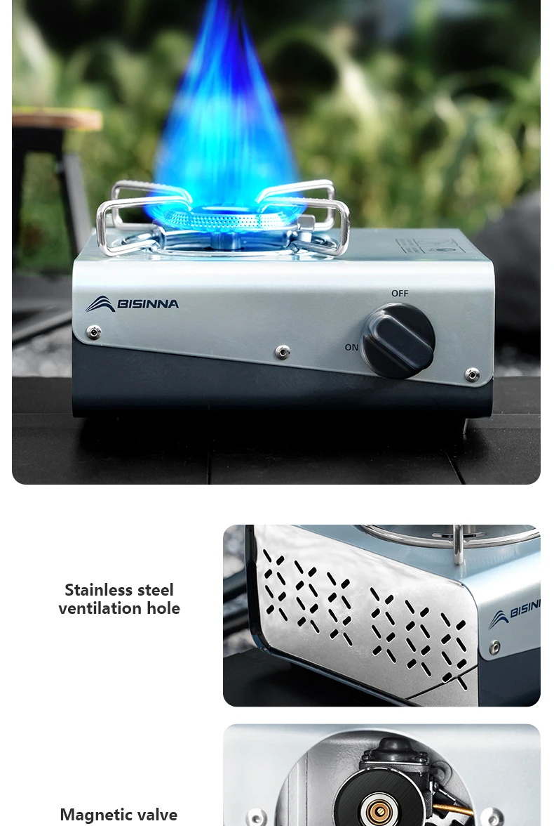 BISINNA Camping-Gasbrenner, tragbarer Gaskassettenofen, 4200 W, hohe Feuerkraft, Touristenbrenner für Picknick im Freien, Wandern, Grillen – Detail 10