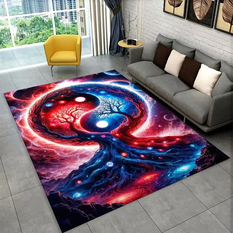 Alfombra Grande Antideslizante para Meditación, Yin Yang, Tai Chi, Bagua, Yoga, para Dormitorio, Sala de Estar, Sofá, Decoración del Hogar