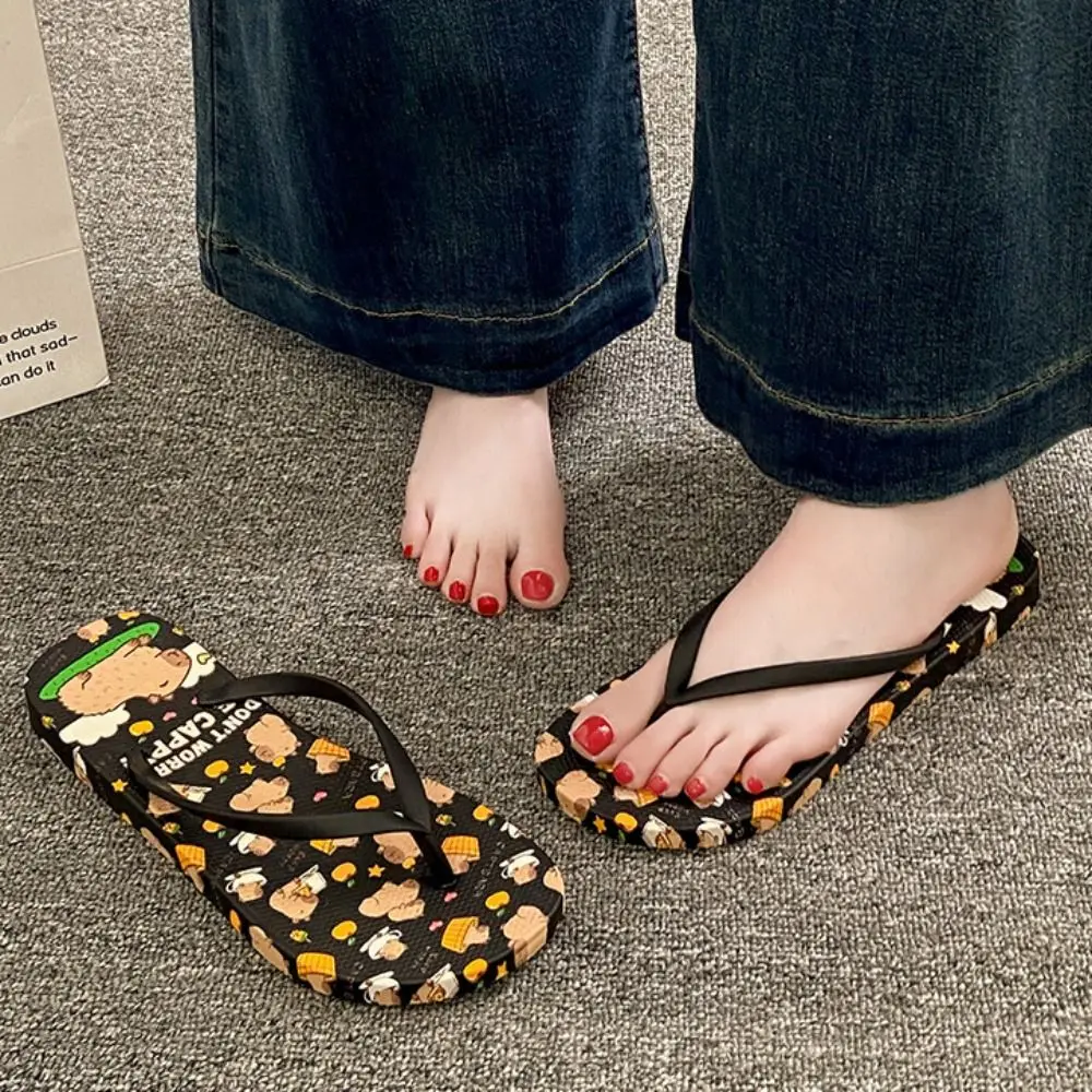 شباشب كابيبارا اللطيفة من مادة PVC، نعل ناعم، شباشب شاطئ حلوة كرتونية مضادة للانزلاق للنساء في المنزل