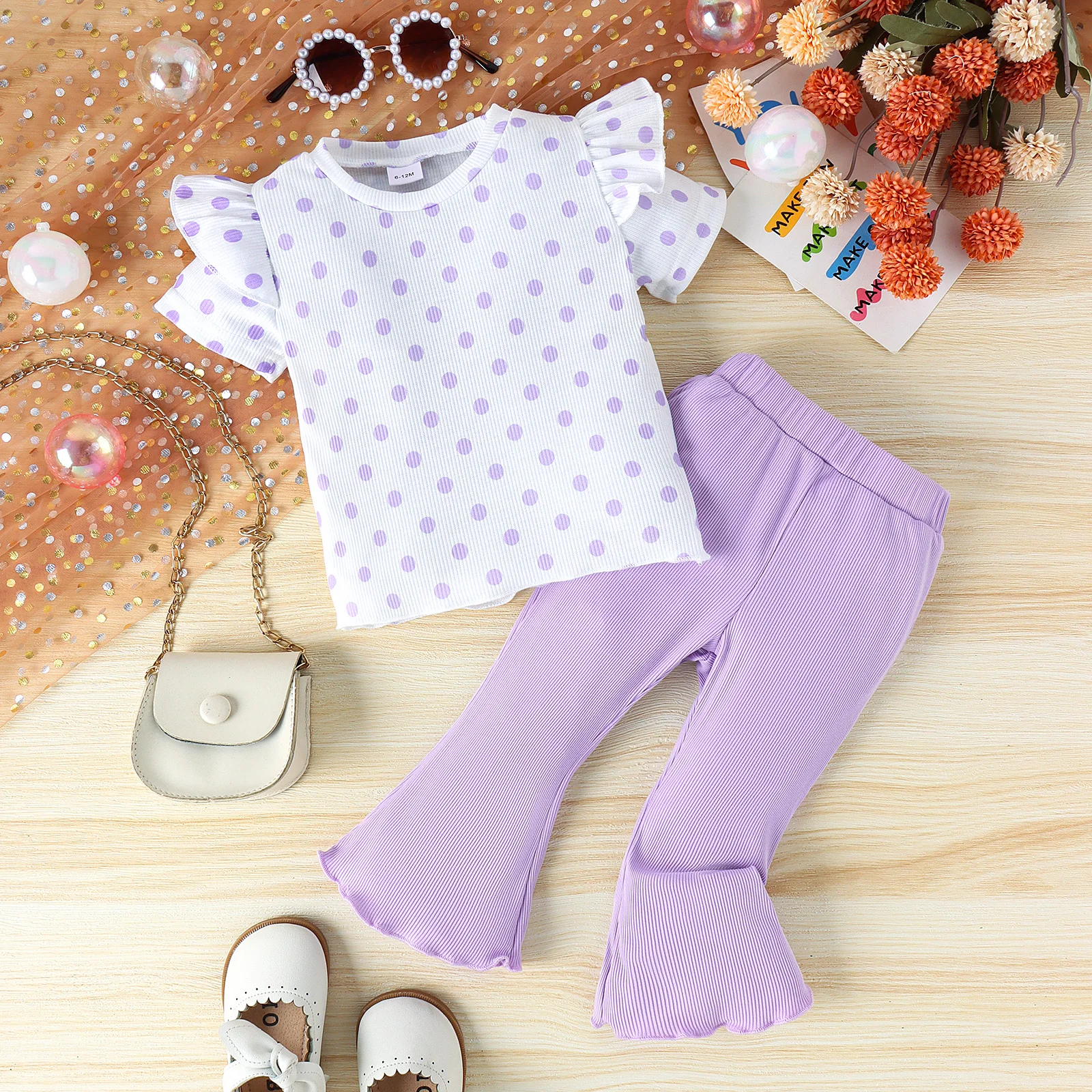 2PCS Summer 0-4 Years Old Trend Fashion Beautiful Children Universal Comfortable Soft Polka Dot Print Top + Pants