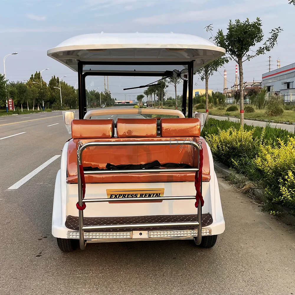 2025 Novo design cor azul escuro novo design 14 lugares 4 rodas 72V 5Kw carros clássicos de turismo elétrico vintage