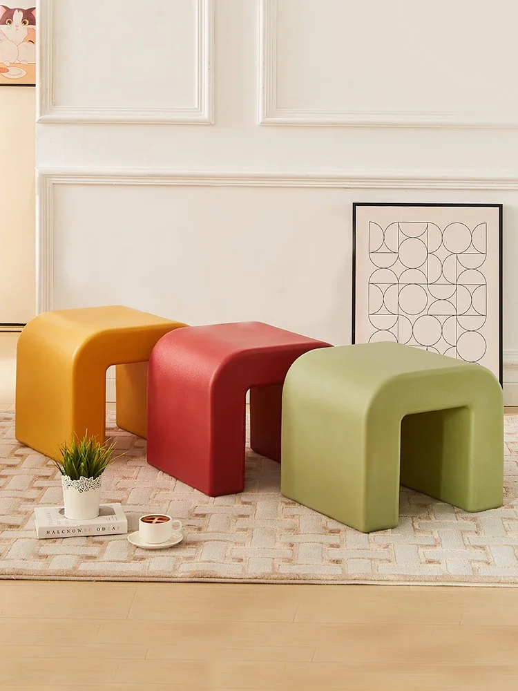 

Home living room low stool creative Internet celebrity letter plastic door shoe change