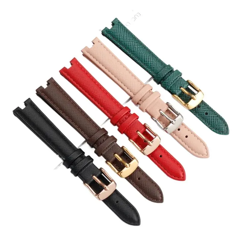 12mm 14mm For Gucci YA141401 YA141404 YA141505 Soft Cowhide Genuine Leather watchband GC women\'s watch strap Pink red bracelet