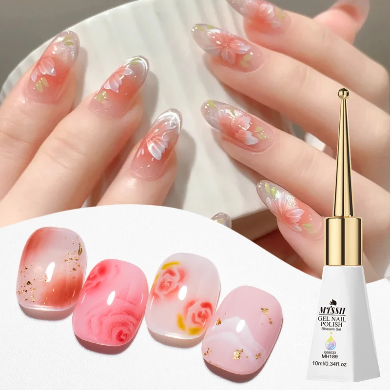 Esmalte de Uñas en Gel Transparente de 10 ml, Efecto de Acuarela, Efecto Mármol, Secado con Lámpara UV LED, Barniz Híbrido para Arte de Uñas, DIY