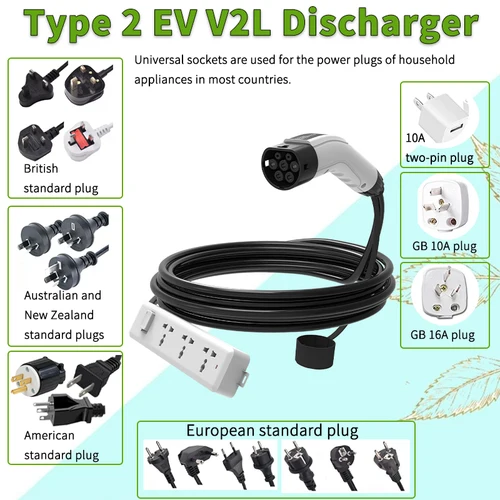 Imagen 2 del producto WUFEN para BYD V2L Cable adaptador vehículo eléctrico energía exterior V2L tipo 2 descargador 16A con enchufe Universal UE Reino Unido AU NZ EE. UU.