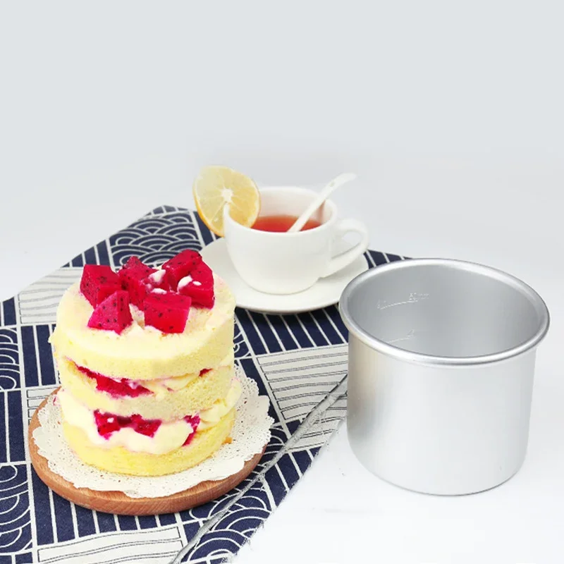 2pcs/set 4Inch Round Bottom Cake Mold Anode Live Non-stick Aluminum Alloy Pie Pan Cake Bread Baking Mould