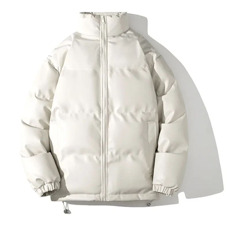 

Winter Man Down Coat Thicken Cold-proof Long Sleeve Male Cotton-padded Jacket Solid Stand Collar Zipper Versatile Men Outerwear