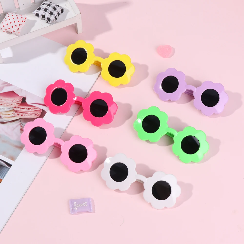 60cm New Cute Multicolor Sun Flower Shaped Doll Glasses Eyeglasses Sunglasses For 60CM Dolls Dress Up Accessories Doll Eyeglass