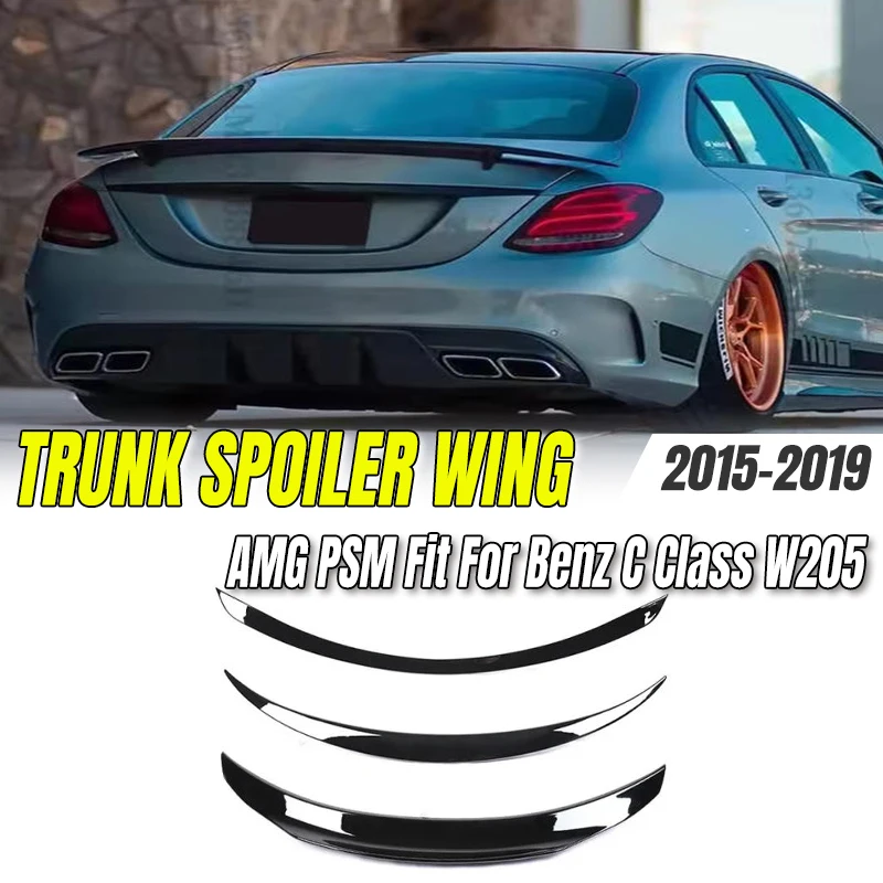 

For Mercedes-Benz C-Class W205 2015-2019 Carbon Fiber Trunk Spoiler PSM Style Gloss Black Rear Wing Lip for C63s AMG