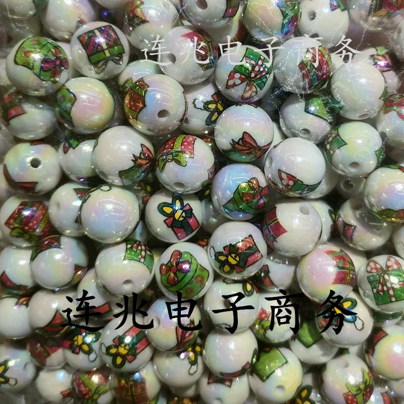 5pcs gift box cartoon anime acrylic beads white background printed beads for diy jewelry making bracelets materials