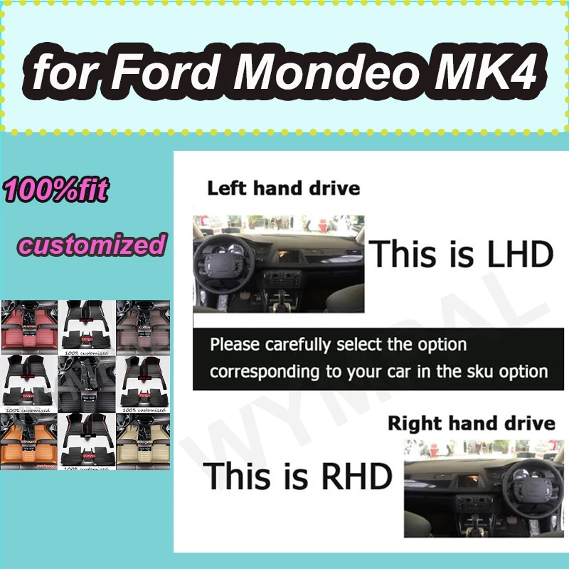 

LUXURY Car Floor Mats For Ford Mondeo MK4 2008 2009 2010 2011 Auto Luxury Leather