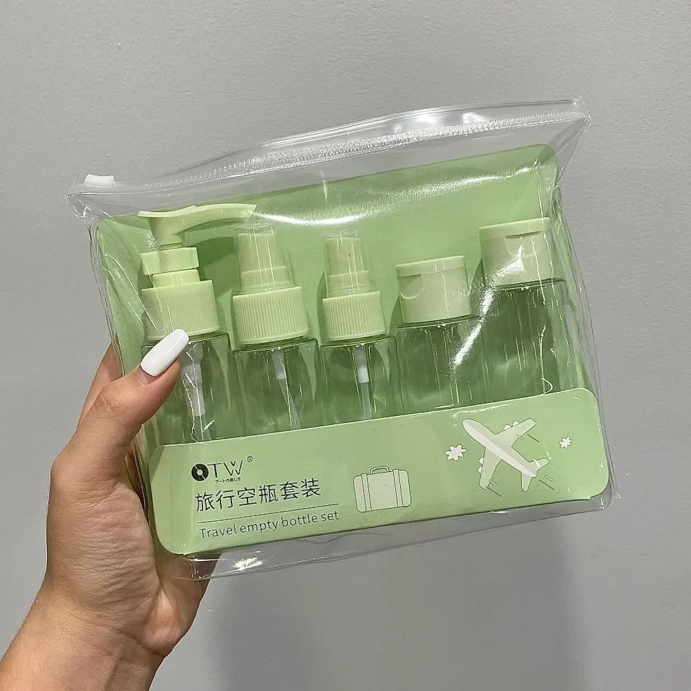 5/9 stücke Weiche Reise Leere Flasche Set Silikon Grüne Farbe Nachfüllbare Flasche Nachfüllbare Squeeze Tube Lotion Container